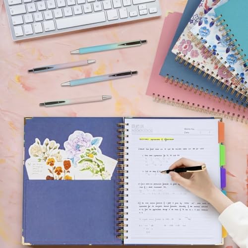 Hardcover Leather Spiral Notebook 8.5" x 11" with Removable Dividers, 300 Pages 5 Subject College Ruled Notebook for Work with Tabs, A4 Spiral Journal for Women Men, School Students Note Taking, Navy - color: 5 Subject Navy