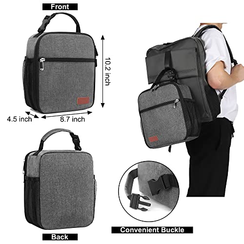 Lunch Box for Men & Women Durable Lunch Bag for Adults Reusable Small Lunchbox Grey - color: Gray