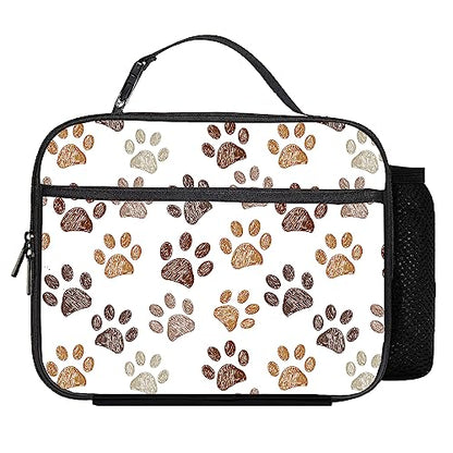 Paw Print Lunch Bag Reusable Insulated Lunch Box Keep Food Cooler Thermal Lunch Tote for Women Men - color: paw print