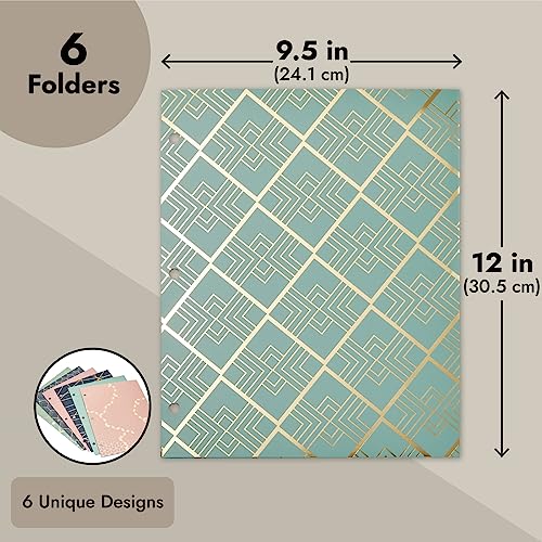Paper Junkie School Folders with Pockets - 3-Hole-Punched Pocket Folders - Binder-Compatible File Holders - Durable Cardstock Organizers for Pastel School Supplies - 9.5 x 12 in 6-Pack