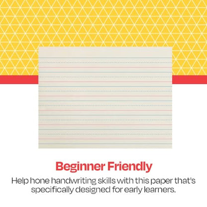 School Smart Red & Blue Newsprint Paper, 3/4 Inch Ruled, 11 x 8-1/2 Inches, 500 Sheets, White