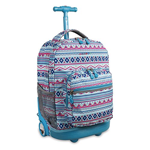 J World New York Sunrise Rolling Backpack Backpack, MINT TRIBAL - color: Mint Tribal