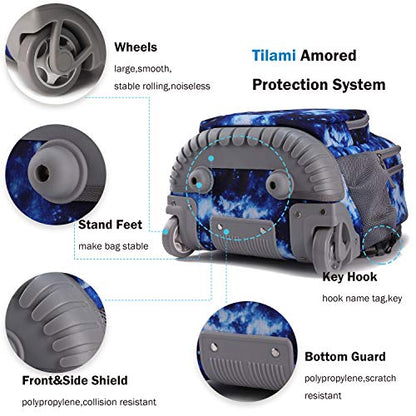 Tilami Rolling Backpack 19 inch with Lunch Bag Wheeled Laptop Backpack, Galaxy Blue - color: Galaxy Blue