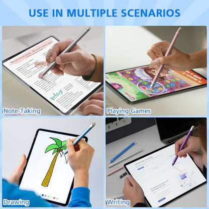 Stylus Pen for Touchscreen, 5 Pack Dual Fiber Stylus, High Sensitivity and Precision, Universal Stylus Pen for Android, Ipad,iPhone, Galaxy Microsoft Surface,Kindle All Capacitive Touch Screens - color: Black/Silver/Blue/Purple/Rose Gold