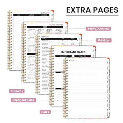 Planner 2026-2027, Academic Planner Weekly and Monthly, Jul 2026 - Jun 2027, Spiral Bound School Planning Tool with Tabs and Pocket, Perfect for Students & Teacher, 6.3" x 8.5", Petal Harmony - color: Z-Petal Harmony, size: 6.3"x8.5" (A5)