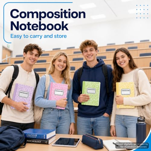 gisgfim 12 Pack Bulk Composition Notebook Wide Ruled, 12 Different Vibrant Colors, 96 Pages (48 Sheets), 9-3/4 x 7-1/2" Hard Cover Journal Notebooks for Studentsd,Classroom and Office(Pastel) - color: Pastel