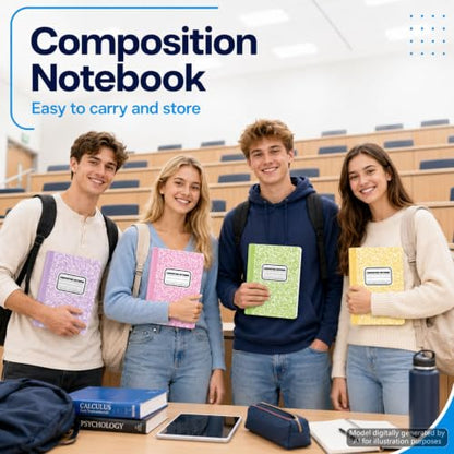 gisgfim 12 Pack Bulk Composition Notebook Wide Ruled, 12 Different Vibrant Colors, 96 Pages (48 Sheets), 9-3/4 x 7-1/2" Hard Cover Journal Notebooks for Studentsd,Classroom and Office(Pastel) - color: Pastel