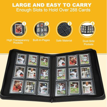 Toploader Binder,Toploader Hard Cases, 9-Pocket Pages Sleeves Hold up 288 Cards.Toploader Card Binder with Sleeves for “3×4” rigid，Card Holder(black) - color: black3, size: 9 Pocket 288 Toploader