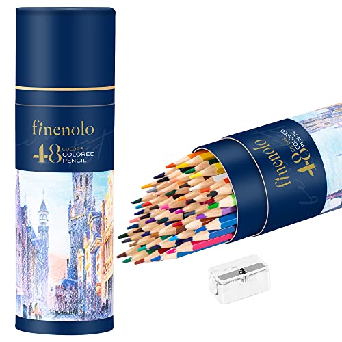 finenolo 48 Pack Colored Pencils for Adult Coloring Books, Soft Core, Art Drawing Pencils for Artists Beginners, Coloring Pencils Set with Sharpener for Coloring, Sketching, Painting - size: C-48 Color