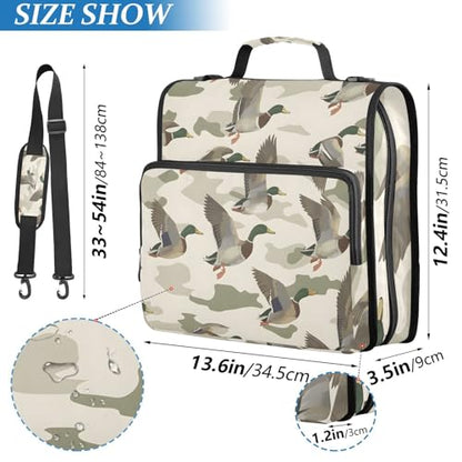 Wild Duck Camouflage Zipper Binder Bag 3 Ring Binder with Shoulder Strap Zip Up 500 Sheets Capacity Multi Pockets for School Office Supplies - color: Multi66, size: Fit 500 Sheets