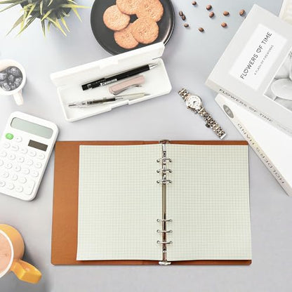 A5 Grid Refill Paper,100GSM A5 Graph Rule Paper/Quad Rule Filler Paper for 6 Ring Refillable Binder/Planner/Diary Journals/Painting, 80 Sheets/160 Pages (Beige-Grid-A5) - size: Beige-Grid-A5