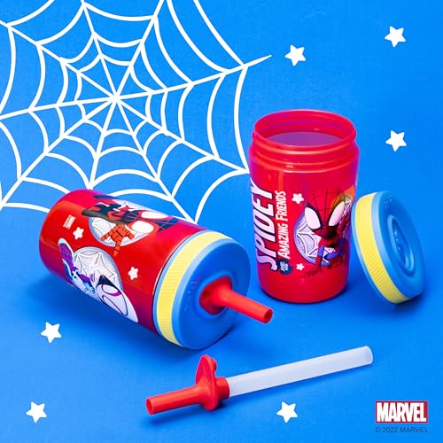 Zak Designs Spidey and His Amazing Friends Kelso Tumbler Set, Leak-Proof Screw-On Lid with Straw, Bundle for Kids Includes Plastic and Stainless Steel Cups with Bonus Sipper, 3pc Set, Non-BPA - color: Spider-man Spidey and His Amazing Friends, size: 3 Pie