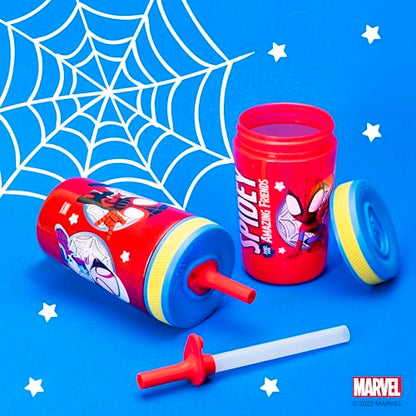 Zak Designs Spidey and His Amazing Friends Kelso Tumbler Set, Leak-Proof Screw-On Lid with Straw, Bundle for Kids Includes Plastic and Stainless Steel Cups with Bonus Sipper, 3pc Set, Non-BPA - color: Spider-man Spidey and His Amazing Friends, size: 3 Pie