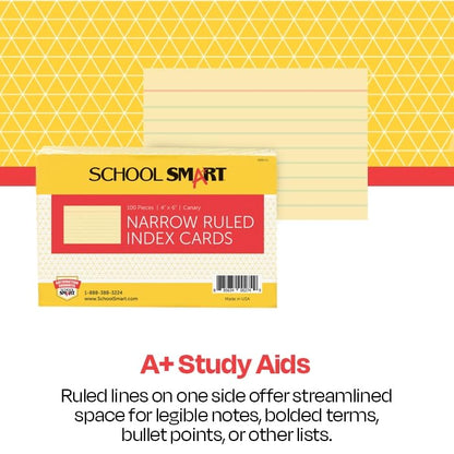School Smart Ruled Index Card, 4 x 6 Inches, Canary, Pack of 100 - color: Canary, size: 4 x 6 Inches