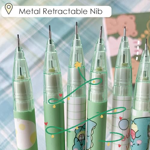 Cute Dinosaur Mechanical Pencil Set Includes 0.5mm and 0.7mm Pencils with Lead Refills and Erasers, Green Kawaii Mechanical Pencil for Women Girl Men Boy Office School Supplies (Dinosaur) - color: Dinosaur