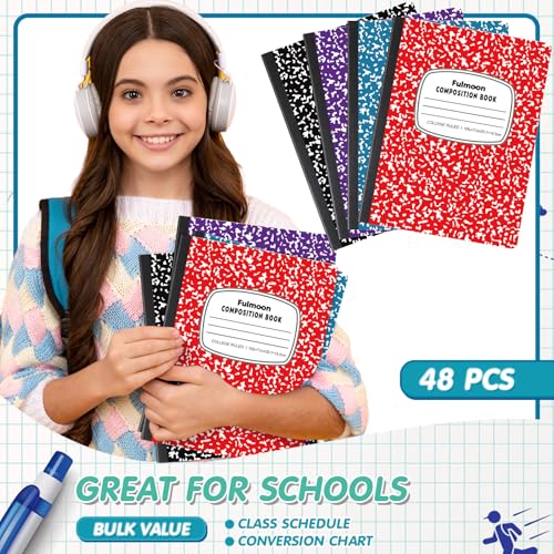 Fulmoon 48 Pcs Composition Notebook College Ruled Hard Cover Notebook 30 Sheets/60 Pages for School College Journal Writing Programs Art Recipes 10.12 x 7.2 Inch, Colorful - style: College Ruled