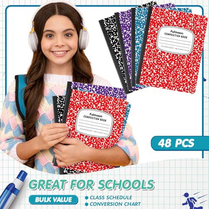 Fulmoon 48 Pcs Composition Notebook College Ruled Hard Cover Notebook 30 Sheets/60 Pages for School College Journal Writing Programs Art Recipes 10.12 x 7.2 Inch, Colorful - style: College Ruled