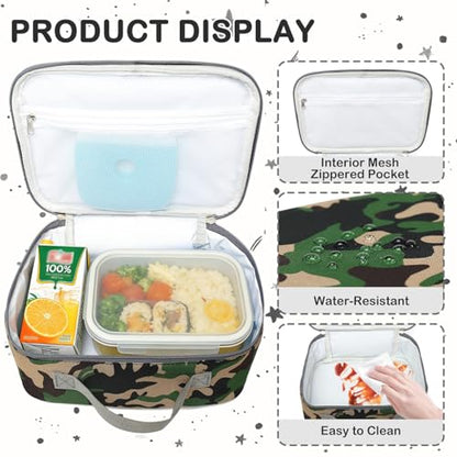 FlowFly Kids Lunch box Insulated Soft Bag Mini Cooler Back to School Thermal Meal Tote Kit for Girls, Boys, Forest - color: Forest