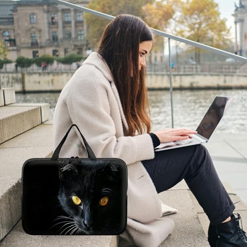 Universal Tablet Laptop Sleeve Case 10 inch, Black Cat with Golden Eyes Slim Carrying Case Durable Handbag Travel Laptop Bag for 7 to 10-inch Laptops/Notebook/Kids Tablet/ipad/eBook Readers - color: Black Cat With Golden Eyes, size: 10 inch