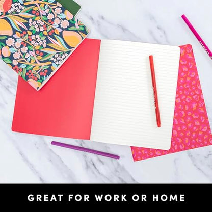PAPERAGE Soft Cover Lined Journal Notebook, 2 Pack, (Bright Cheetah), 100 Pages, Large 7.5 inches x 9.5 inches, College Ruled, Ideal for Note Taking & Travel Journal - color: Bright Cheetah, style: Lined 100pgs (2 Pack)
