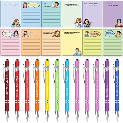 Geyee 24 Pcs Back to School Teacher Gifts Interesting Sticky Notes with Funny Pens 3 x 4 Inch Employee Appreciation Gifts for Coworkers Employee Teacher Office Staff Work Team Appreciation Gift - style: Interesting