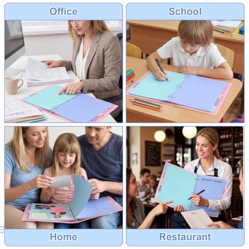 6 Sets 30 Pcs Binder Dividers with Tabs for 3 Ring Notebook Index Pages | Colorful Paper Writable and Preprinted 5 Tabs, 8.5 × 11 Inch Organizing Documents Files For School Office Home
