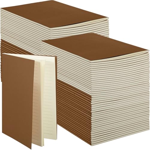 Mimorou 100 Pcs Journals Notebooks Bulk - Kraft Softcover A5 Small Notebooks 5.5 Inch x 8.3 Inch Notepads with 60 Page 30 Sheet for Writing Sketch Travel Office Supplies(Dark Brown,Lined) - color: Dark Brown, style: Lined