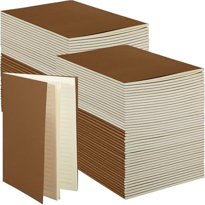 Mimorou 100 Pcs Journals Notebooks Bulk - Kraft Softcover A5 Small Notebooks 5.5 Inch x 8.3 Inch Notepads with 60 Page 30 Sheet for Writing Sketch Travel Office Supplies(Dark Brown,Lined) - color: Dark Brown, style: Lined