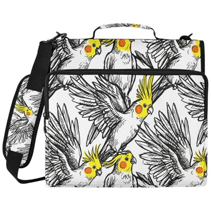 Birds 2inch 3 Ring Zipper Binder Multi-Pocket Storage Holds 14 Inch Laptop for Students and Office Use - color: Birds