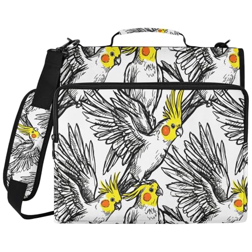 Birds 2inch 3 Ring Zipper Binder Multi-Pocket Storage Holds 14 Inch Laptop for Students and Office Use - color: Birds