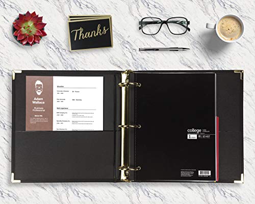 Samsill Classic Collection Leather 3 Ring Binder, Executive Presentation Portfolio, 2 Inch (Holds 425 Sheets), Brass Round Ring, Black - color: Black, size: 2 Inch, style: Classic