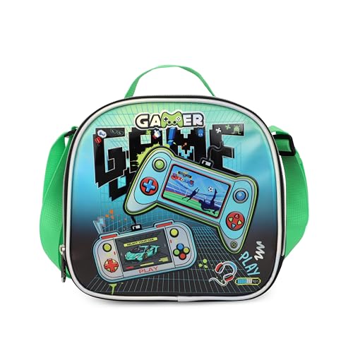 Cartoon Rolling Backpack for Boys Girls, Kids 5 Pcs Wheeled Backpack, Travel Backpack for Elementary Students (Game Black) - color: Game Black
