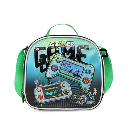 Cartoon Rolling Backpack for Boys Girls, Kids 5 Pcs Wheeled Backpack, Travel Backpack for Elementary Students (Game Black) - color: Game Black