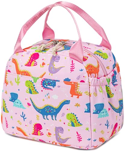 CAMTOP Girls Lunch Box Kids Insulated Lunch Bag Kids Cute Lunchbox for Girls Loncheras Para Niñas - color: Pink Dinosaur