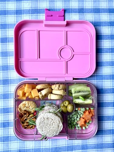 Yumbox Original Leakproof Bento Box, 6 Compartments, Power Pink | Built-In Dip Well | Easy-Open Single Latch | Removable Tritan Tray | Fits Most Lunch Bags | Dishwasher-Safe Tray - color: Power Pink Paris