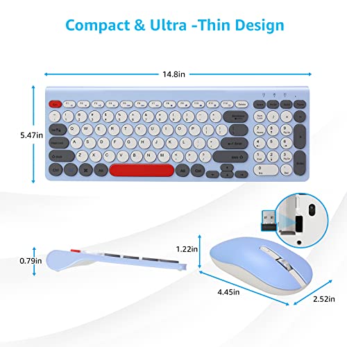 LeadsaiL Wireless Keyboard and Mouse Combo, Wireless USB Mouse and Computer Keyboard Set, Compact and Silent for Windows Laptop, Desktop, PC- Colorful - color: Colorful