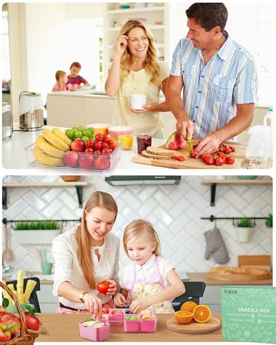 Snackle Box Container, Dishwasher Safety - Divided Serving Tray with Lid and Handle, Charcuterie Board for Portable Snack Platters - Organizer for Fruits Snacks - Perfect for Road Travel Party - Pink