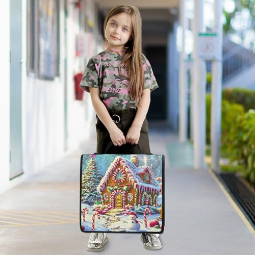 3 Ring Zipper Binder with Shoulder Strap Christmas Candy House Gingerbread 1.5 inch Binders Keeper Large Capacity Multi Pockets for School Office Supplies
