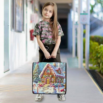 3 Ring Zipper Binder with Shoulder Strap Christmas Candy House Gingerbread 1.5 inch Binders Keeper Large Capacity Multi Pockets for School Office Supplies