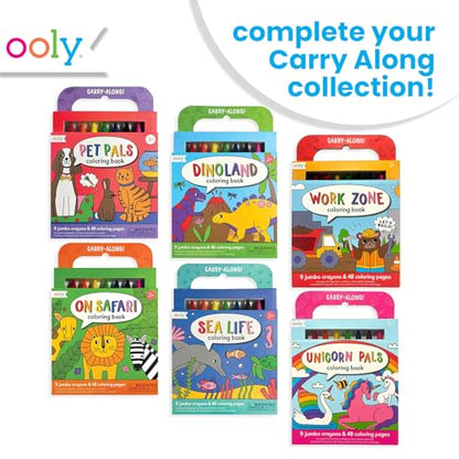 Ooly Kids Travel Activity Kit – 9 Jumbo Crayons & 48 Coloring Pages, Car Crafts for Kids, Mess-Free Road Trip Art Set, Airplane Activities – Sea Life - color: Sea Life