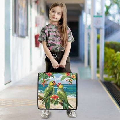 Parrots on The Beach Zipper Binder 3 Ring with Handle and Shoulder Strap, 500 Sheet Binder Organizer Capacity & Multi-Pockets for School Office - color: A1648