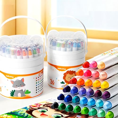 Twistable Crayon, Smooth Gliding Drawing Crayon Water Cleanable Washable CrayonSet, Perfect for Youngly Artists and Beginner Smooth Coloring - color: 24 colors
