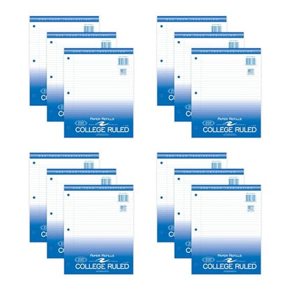 Roaring Spring Loose Leaf Paper, 200 Sheets Per Pack, 8"x11" White 15# College Ruled Notebook Filler Paper With Margin, 3-hole Punched, Proudly Made in the USA (Pack of 12) - size: 200 Sheets (Pack of 12), style: Case