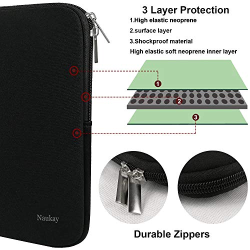 Naukay Laptop Sleeve Case, 15.6 Inch,Resistant Neoprene Notebook Computer Pocket Case/Tablet Briefcase Carrying Bag Compatible Asus/Dell/Fujitsu/HP/Sony/Toshiba/Acer- (Black) - color: Black, size: 15.6 inch