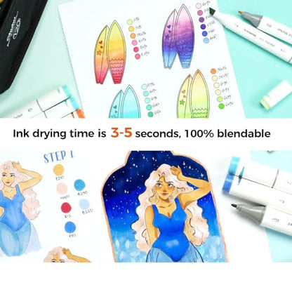 Ohuhu Double-Sided Marker Pads Art Sketchbook Bleedproof - 5.5"x8.5" Small Paper Size - 90 LB/150 GSM Smooth Drawing Paper - 60 Sheets/120 Pages, Spiral Bound Sketching Book for Alcohol Markers Paints - size: 5.5" x 8.5"