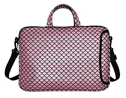 15.6-Inch Laptop Shoulder Carrying Bag Case Sleeve For 14" 15" 15.6 inch Macbook/Notebook/Ultrabook/Chromebook, Mermaid Scale - color: Pink