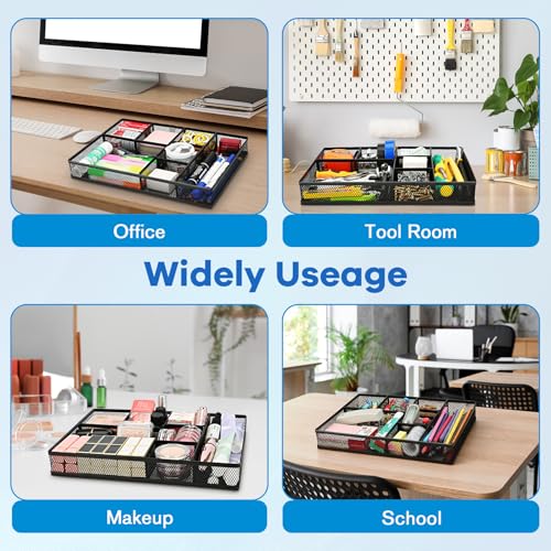 shenee Desk Drawer Organizer Tray,Drawer Organizer for Office and Home,Desk Organizer with Drawers,7 Compartments,Non-Slip Desk Organizers (Black, 12.3" L x 8.3" W x 1.8" H) - size: 12.3" L x 8.4" W x 1.8"H