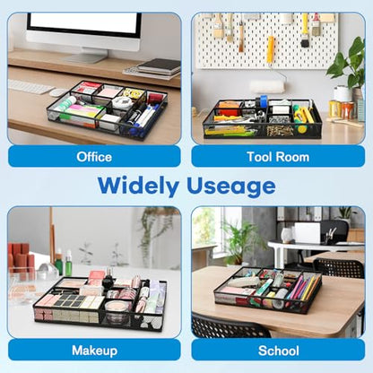 shenee Desk Drawer Organizer Tray,Drawer Organizer for Office and Home,Desk Organizer with Drawers,7 Compartments,Non-Slip Desk Organizers (Black, 12.3" L x 8.3" W x 1.8" H) - size: 12.3" L x 8.4" W x 1.8"H