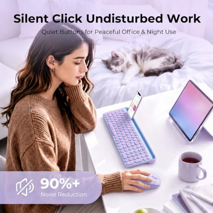 seenda Wireless Trackball Mouse, Ergonomic Bluetooth Rollerball Mouse Rechargeable, 3 Device Connection Optical Mice Adjustable DPI Thumb Control Mice Compatible for PC/Laptop/Windows - Light Purple - color: Light Purple