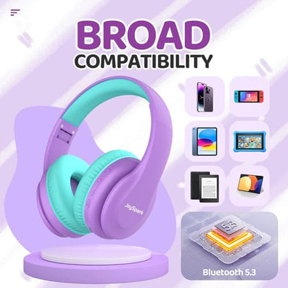 JoySpark Kids Bluetooth Headphones, Lightweight Wireless Headphones for Kids, 85/94dB Volume Limited, 60 Hours Playtime, Bluetooth 5.3, Over-Ear Toddler Headsets with Built-in Mic-Purple - color: Purple